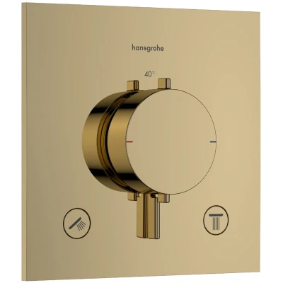 Imagen de hansgrohe Ecostat Comfort E termostato de ducha empotrado, grifo con bloqueo seguridad (SafetyStop) a 40 C, para la ducha, 2 consumidores, pulido oro óptico, 33711990