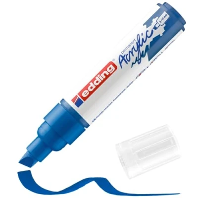 Imagen de edding 5000 marcador acrílico de trazo grueso azul genciana 1 rotulador resistente al agua punta biselada ancha 5 10 mm pintura acrílica para lienzo, papel kraft, madera y piedra