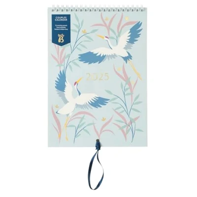 Imagen de Busy B Calendario de Pared para Parejas 2025 Pájaros Diseño fino con dos horarios, bolsillos mensuales y pegatinas colgante A5 planificación compartida cumpleaños