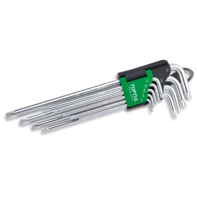 Imagen de Juego de llaves TORX TOPTUL 9Stk T10 T15 T20 T25 T27 T40 T45 T50 extra lang