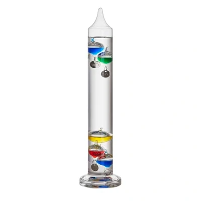 Imagen de TFA Dostmann termómetro de cristal analógico Galileo Galilei, 18.1016, líquido, 33 cm, medición temperatura interior, fácil lectura, marcas plateadas, objeto decorativo,