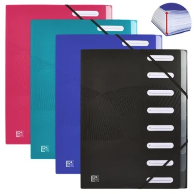 Imagen de OXFORD Clasificador extensible de 8 compartimentos Osmose A4, cobertura polipro, colores surtidos