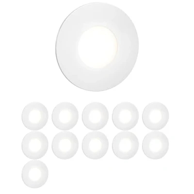 Imagen de ledscom.de 12 LED luz de escalera/plafón empotrado FEX para interiores y exteriores, redondo, 85mm Ø, blanco frío