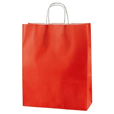 Imagen de Thepaperbagstore 10 Bolsas De Papel Colores, Reciclables Y Reutilizables, con Asas Retorcidas, Rojas Mediana 250x110x310mm