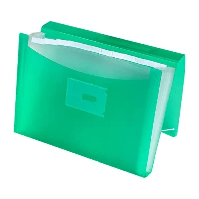 Imagen de Oxford, Carpeta Clasificadora Acordeón A4+, Tapa Plástico Translúcido, 13 Bolsillos, Color Verde