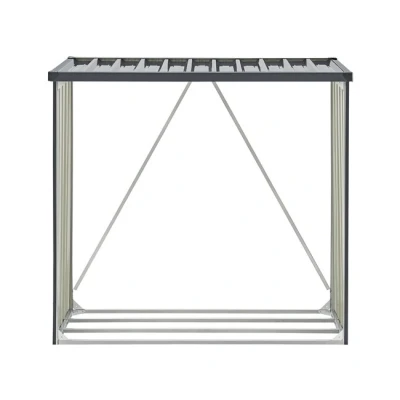 Imagen de casa.pro Soporte para leña Estante Leñero Cubierto Almacenamiento de Madera Chimenea Sistema Clipping Acero Galvanizado 156 x 80 152 cm Gris Antracita
