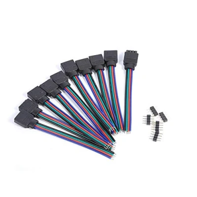 Imagen de Tnfeeon Conector de 4 pines macho a hembra RGB, cable pines, 10 unidades, para tiras LED SMD 3528 5050