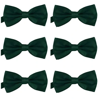 Imagen de DonDon Set de 6 Pajarita para hombre 12 x cm ajustable y lista usar Verde oscuro