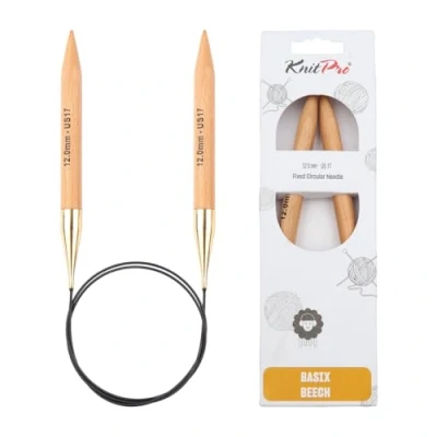 Imagen de KnitPro Basix Agujas de tejer circulares fijas (60 cm x 12 mm, madera abedul)