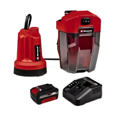 Imagen de Einhell Bomba de agua transparente GE SP 18 LL Li (1 X 4,0 Ah) Power Change (ion litio, V, máx. 4500 L/h, caja batería flexible, función funcionamiento continuo, incluye