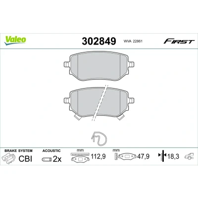 Imagen de VALEO 302849 Juego de pastillas freno Eje trasero con contacto avisador desgaste sin tornillos, Chapa antichirridos NISSAN: NP300 Navara Pick up