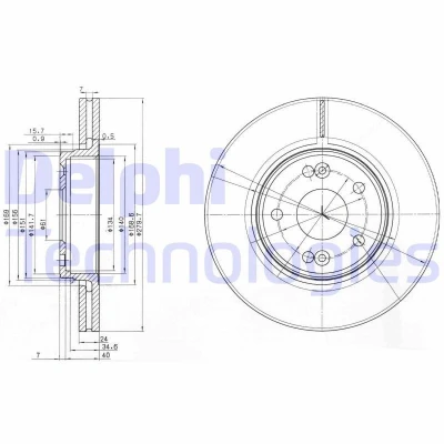 Imagen de DELPHI BG3733 Disco de freno 280 24 5 ventilado aceitado sin procesar cojinete rueda, anillo sensor ABS RENAULT: LAGUNA 2, 2 Grandtour