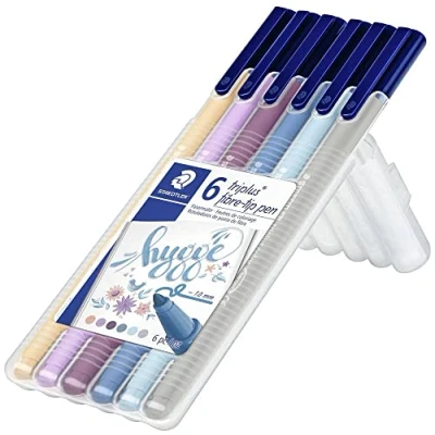 Imagen de STAEDTLER 323SB6CS12 Triplus Color Estuche exclusivo box con 6 rotuladores de punta fibra colores tendencia Hygge