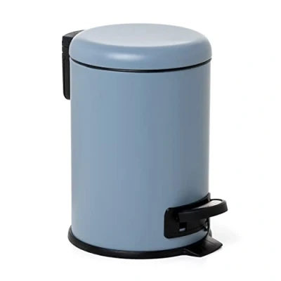 Imagen de TATAY Papelera Baño con Pedal de Acero Inoxidable, 3L Capacidad, Interior Extraíble, Cierre Caída Amortiguada, Libre BPA, Color Azul, Medidas 17.5 x 22.5 25 cm