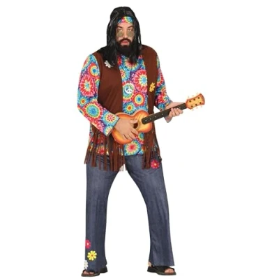 Imagen de FIESTAS GUIRCA Disfraz Hippie Tie Dye para Hombre Traje de Años 70 Hippy 60 Talla XXL