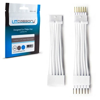Imagen de Litcessory Controlador a Adaptador de 6 PINES para Philips Hue Lightstrip Plus (Versión Desmontable, Blanco ESTÁNDAR V3)