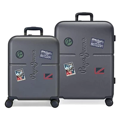 Imagen de Pepe Jeans Chest Juego de maletas Azul 55/70 cms Rígida ABS Cierre TSA integrado 116L 7,54 kgs 4 Ruedas dobles Equipaje Mano