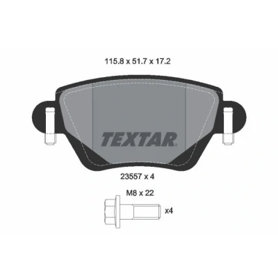 Imagen de TEXTAR 2355701 Juego de pastillas freno no preparado para indicador desgaste con tornillos pinza FORD: MONDEO 3 Stufenheck,