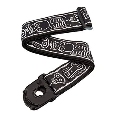Imagen de D&#039;Addario Accessories Joe Satriani Guitar Strap Electric Strap, Acoustic &amp; Bass Locking Skull n&#039; Bones