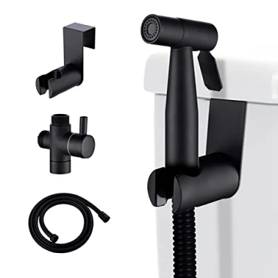 Imagen de [LOSCHEN] Bidé de pared Kit pulverización para inodoro, pulverizador mano WC accesorio acero inoxidable mascotas Baño/Higiene Personal/Baño (Negro)