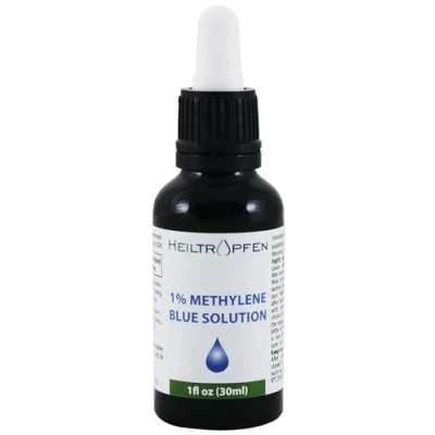 Imagen de Solución de azul metileno al 1% 30 ml Ultraalta pureza USP Ingredientes calidad farmacéutica Probado por terceros sin formaldehído Botella vidrio Methylene Heiltropfen®