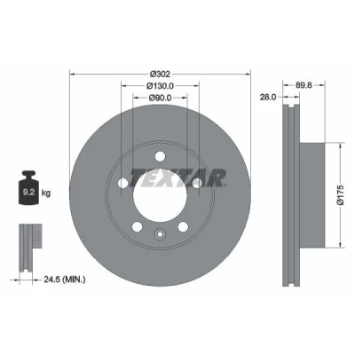 Imagen de TEXTAR 92228600 Disco de freno 302 28 05/06 130 ventilación interna sin perno sujeción rueda, buje rueda