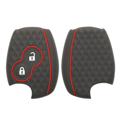 Imagen de kwmobile Funda Compatible con Renault Dacia Llave de Coche 2 Botones Carcasa Protectora Silicona para Case en Negro Mate/Rojo