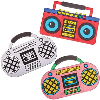Imagen de Baker Ross FX751 Boombox para colorear peludo Pack de 6, Dibujos niños