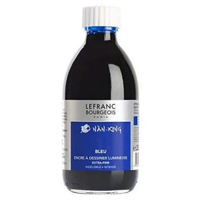 Imagen de Lefranc Bourgeois NAN KING Tinta Para Dibujo Y Caligrafía, 250 ml, Azul