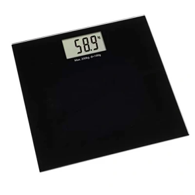 Imagen de TFA Dostmann báscula digital Step Plus 50.1015.01, de baño, hasta 200 kg, diseño sencillo, plástico, dormitorio, superficie pie cristal templado, 32 x cm, color negro