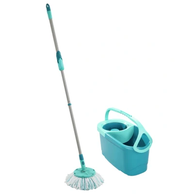 Imagen de Leifheit set de fregona rotatoria Clean Twist Disc Mop Ergo 2.0, giratoria con cabezal Micro Duo, limpieza en húmedo