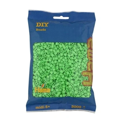 Imagen de Hama perlas 201 47 bolsas de para planchar con aprox. 3.000 cuentas colores Midi manualidades diámetro 5 mm en verde pastel, diversión creativa niños a partir años,