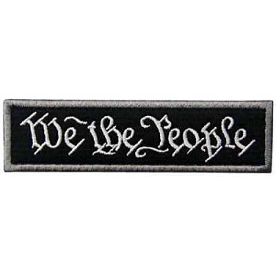 Imagen de Nosotros la Gente Táctico Emblema Moral Apliques Broche Bordado de Gancho y Parche bucle cierre, Blanco &amp; Negro