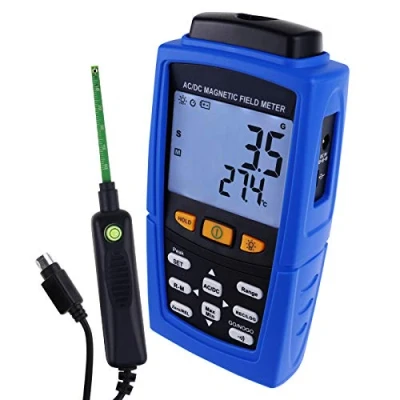 Imagen de Profesional AC/DC Gaussmeter Magnético Campo Fuerza Magnetómetro 3000mT (30000G) Teslameter Auto/Manual Grabación Metro Ensayador