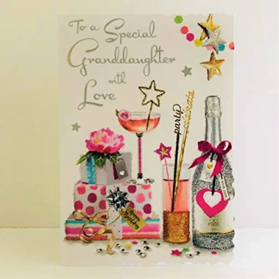 Imagen de Jonny Javelin to A Special Granddaughter with Love Tarjeta de cumpleaños para regalar cócteles champán