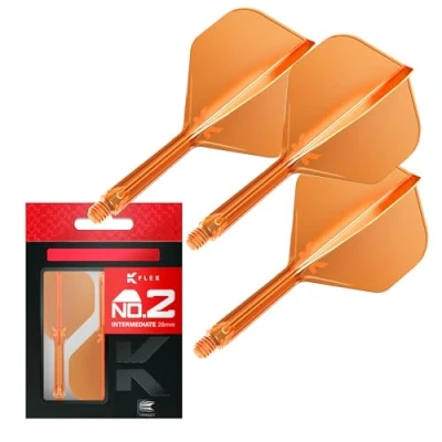 Imagen de Target Darts K Flex Integrated Dart Flight And Shaft, No.2 Naranja (Intermedio) Lote de 3 No 2, Plumas y Caña para Dardo Kflex Precision Moulded 2 In 1 Accesorios Profesionales