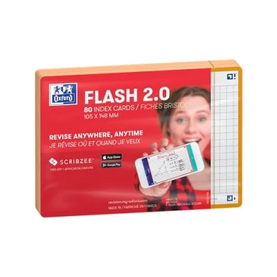 Imagen de Oxford Flash 2.0 80 fichas Bristol Cards A6 (10,5 x 14,8 cm) Cuadros pequeños color naranja