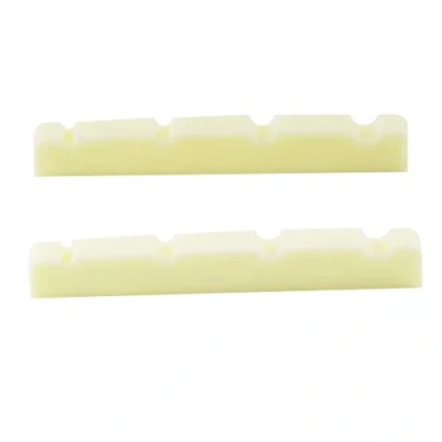 Imagen de Musiclily Plástico de Resina Urea 40mm Ranurada Cejuela Superior Jazz Bass Nut Base Plana para Bajo Eléctrico 4 Cuerdas,Marfil (2 Piezas)