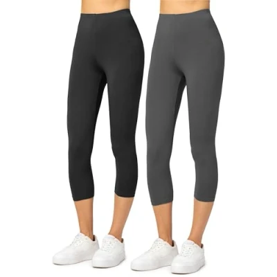 Imagen de Merry Style Lote de 2 Leggins 3/4 Mallas Deportivas Mujer MS10 144 (Negro/Grafito, S)