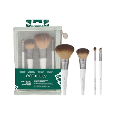 Imagen de ECOTOOLS On the go style kit set de 4 brochas Plástico + neceser 21 g, blanco
