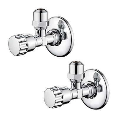 Imagen de Ibergrif M22022 2 Válvulas de Ángulo Universal Autosellante, Válvula Angulo Latón (1/2&quot; x 3/8&quot;), Crome, Dos Piezas/Caja, Plata