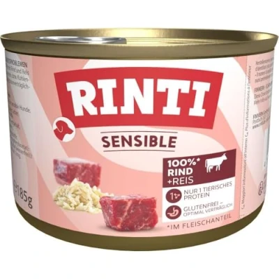 Imagen de Rinti Comida para Perros de Ternera y arroz Sensible, 185 g, 12 Unidades (12 x g)
