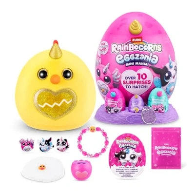 Imagen de Rainbocorns Eggzania Mini Mania, Chicken, by ZURU Plush Surprise Unboxing with Animal Soft Toy, Idea for Girls Imaginary Play (Chicken)