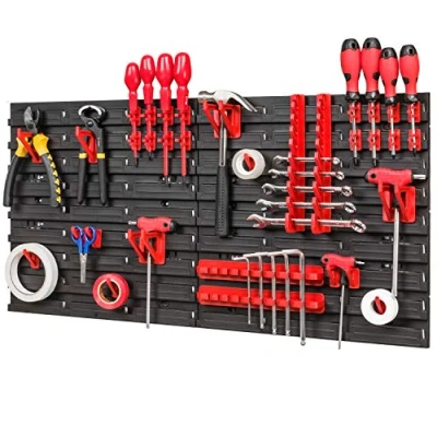 Imagen de PAFEN Sistema de almacenamiento 772 x 390 mm, cajas apilables, estantería pared, 36 soportes para herramientas