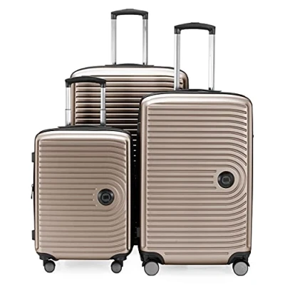 Imagen de HAUPTSTADTKOFFER Mitte Juego de 3 Maletas Maleta Mano 55 cm, Mediana 68 cm + Viaje Grande 77 Carcasa Rígida ABS, TSA, Champán