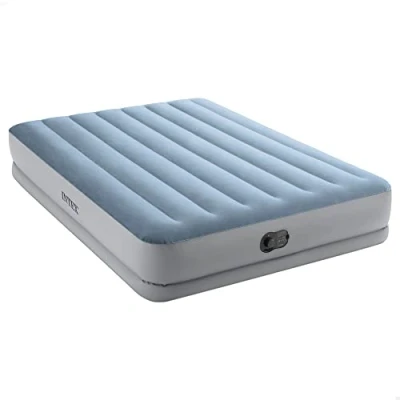 Imagen de Intex 64159 Colchón Hinchable Doble, con Bomba IEléctrica USB Integrada, se Infla en Aproximadamente de 4 Minutos, Peso Máximo 272 kg, Material Flocado más PVC Laminado, 152 x 203 36 cm