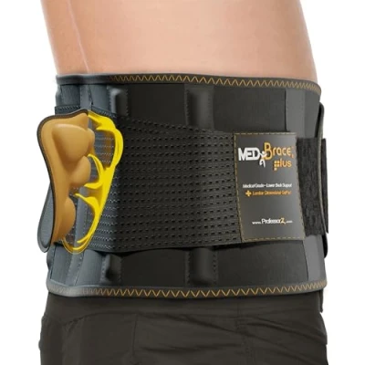 Imagen de MEDiBrace PLUS Soporte lumbar para levantamiento en el trabajo con almohadilla dimensional ergonómica, cinturón de apoyo aliviar dolor hombres y mujeres, compresión ortopédica