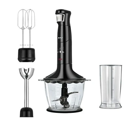 Imagen de MPM MBL 29/C Set Batidora de Mano Picadora y Varillas, con Accesorios, Acero Inoxidable, Función Soft Touch 1200 W, Libre BPA
