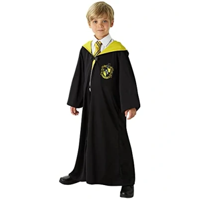 Imagen de Rubies Disfraz Túnica Hufflepuff para niños y niñas, negra con emblema, Unisex, Licencia Oficial Harry Potter cumpleaños, cosplay, fiestas Carnaval