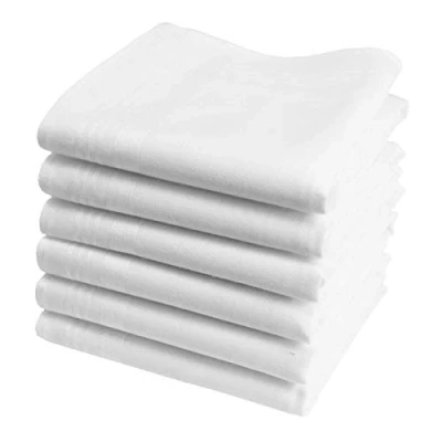 Imagen de Hankiss Pañuelos de Algodón Orgánico Blanco Modelo SNOW Pequeño Tamaño 28cm 6 Piezas 100% Certificado GOTS